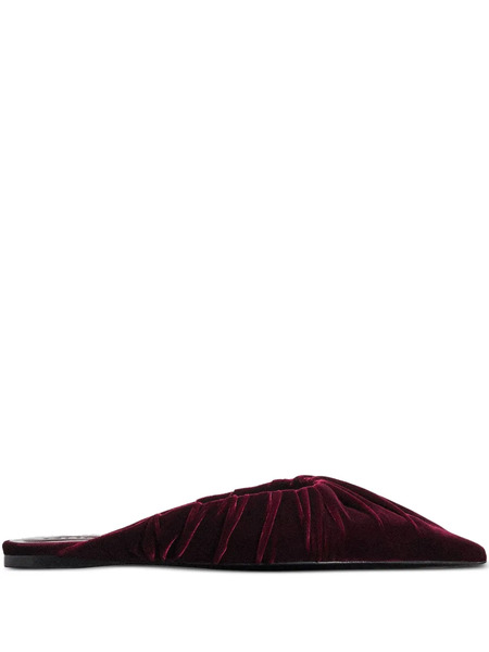  Mugler Pleated Pointed-toe Flat Mules - Red 