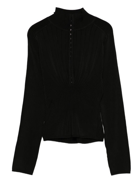  Mugler Ribbed Mock-neck Sweater - Black 