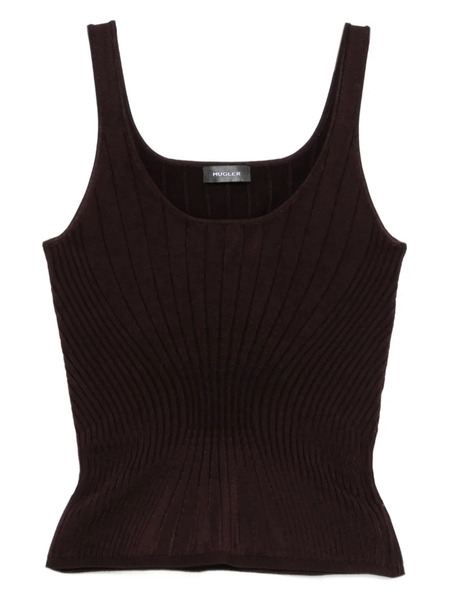  Mugler Ribbed Scoop-neck Top - Purple 