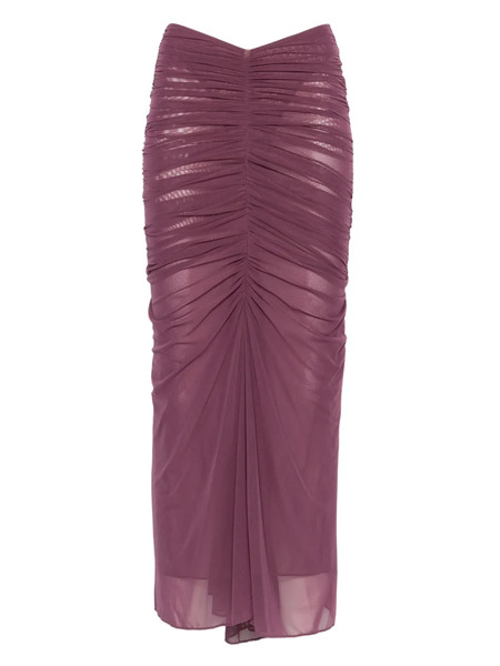 Mugler Ruched Mesh Maxi Skirt - Purple 
