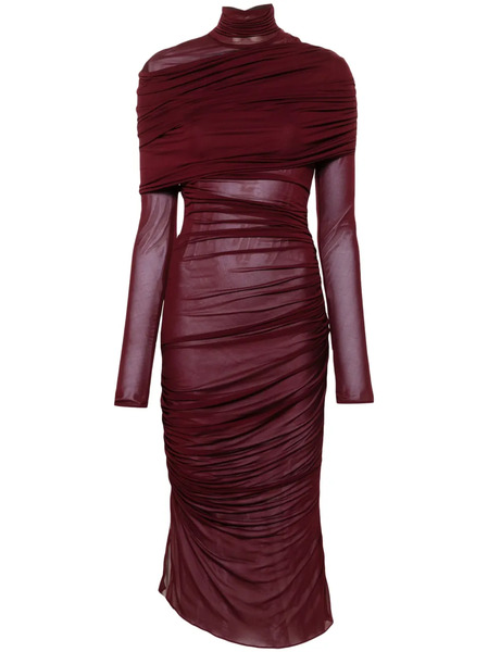 Mugler Ruched Midi Dress - Red 
