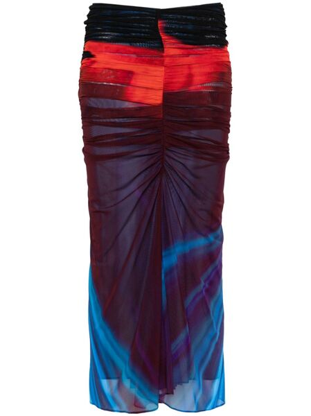  Mugler Ruched Midi Skirt - Blue 