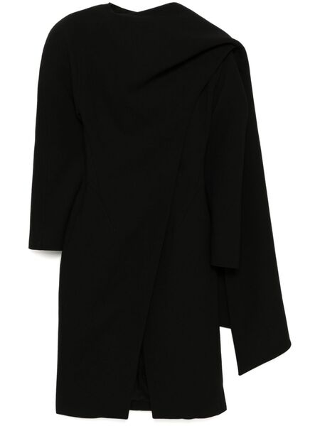  Mugler Scarf Wool Coat - Black 