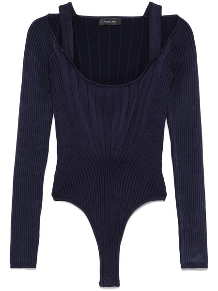  Mugler Scoop-neck Bodysuit - Blue 