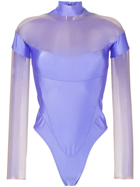  Mugler Sheer Panelling Long-sleeved Body - Purple 