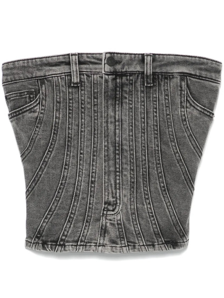  Mugler Spiral Denim Bustier - Black 