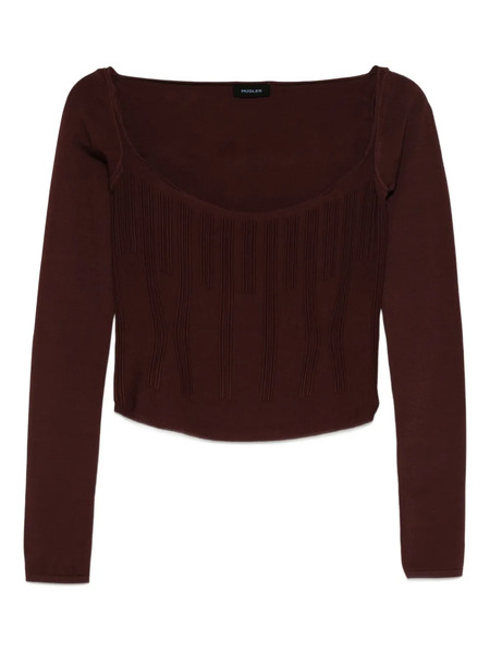  Mugler Square-neck Ribbed Top - Red 