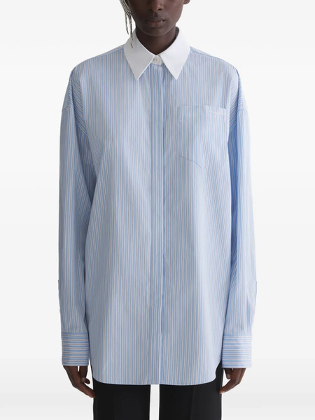  Mugler Striped Collared Shirt - Blue 