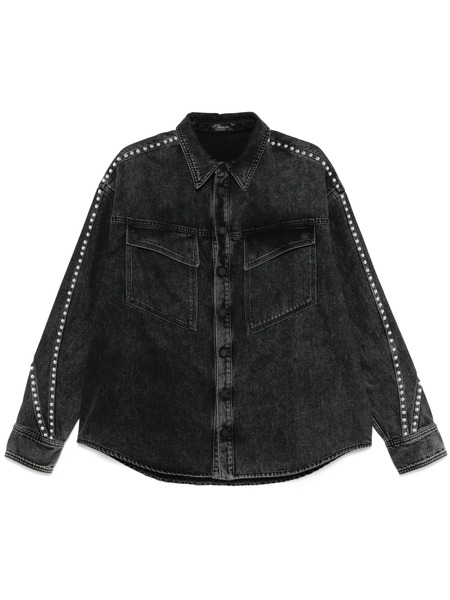  Mugler Stud-embellished Denim Shirt - Black 