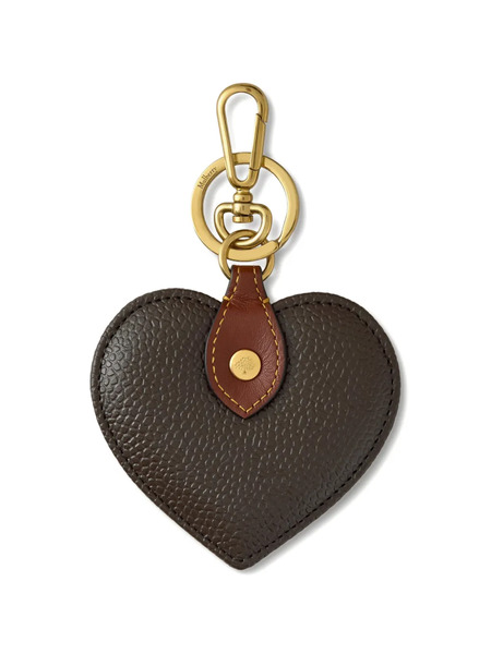  Mulberry Heart Pebble-grain Keyring - Brown 