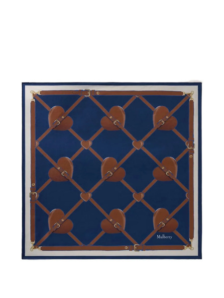  Mulberry Heart Pockets Buckle-print Scarf - Blue 