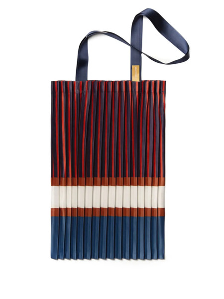  Multitudes Bags Chiavari Pleated Striped Tote Bag - Blue 