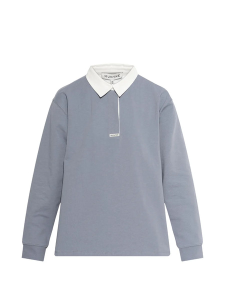 Munthe Becent Collared Long-sleeved Polo Top - Blue 