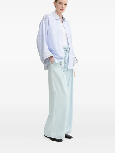  Munthe Braided-lace-up Wide-leg Jeans - Blue 