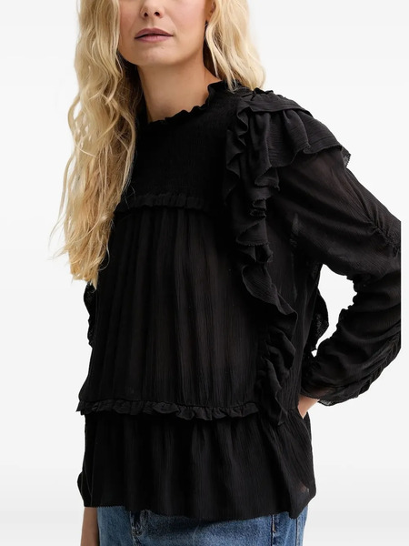  Munthe Crisp Smocked Ruffled Blouse - Black 