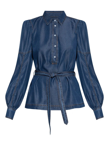  Munthe Denim Belted Blouse - Blue 