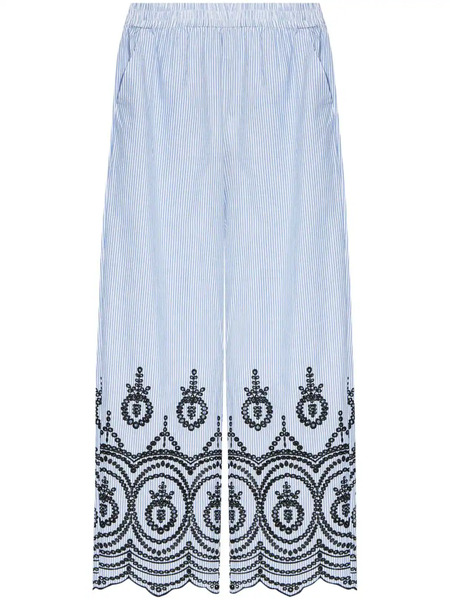  Munthe Embroidered-motif Striped Trousers - Blue 