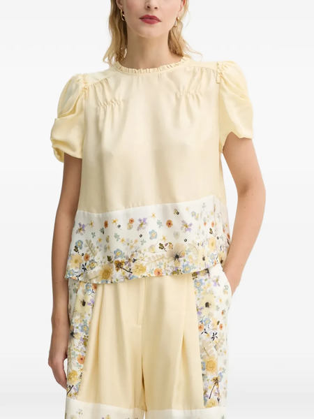  Munthe Floral-print Puff-sleeve Top - Yellow 