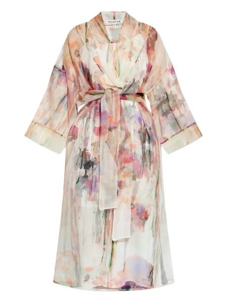  Munthe Floral-print Sheer Coat - Neutrals 