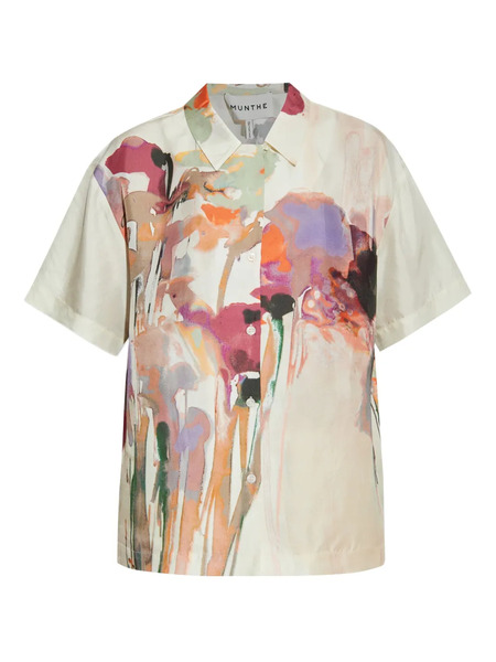  Munthe Floral-print Short-sleeve Shirt - Neutrals 