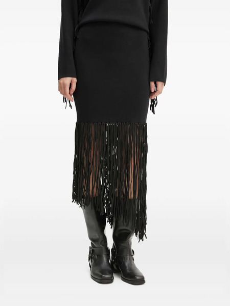  Munthe Fringe-detail Midi Skirt - Black 