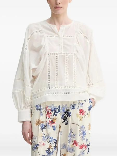  Munthe Lace-insert Puff-sleeve Top - White 