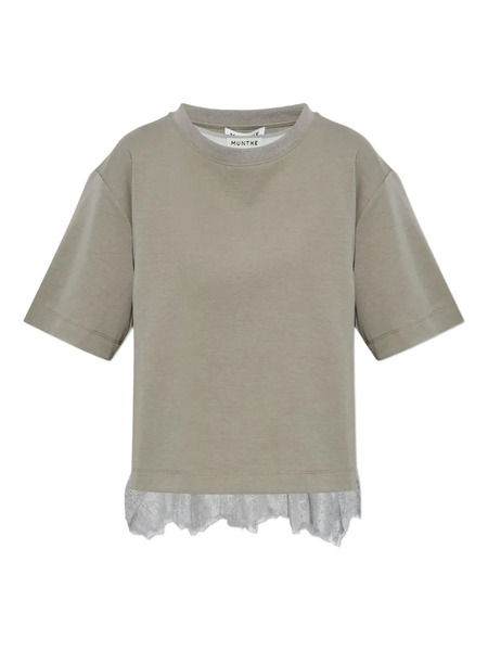  Munthe Lace-trim T-shirt - Grey 