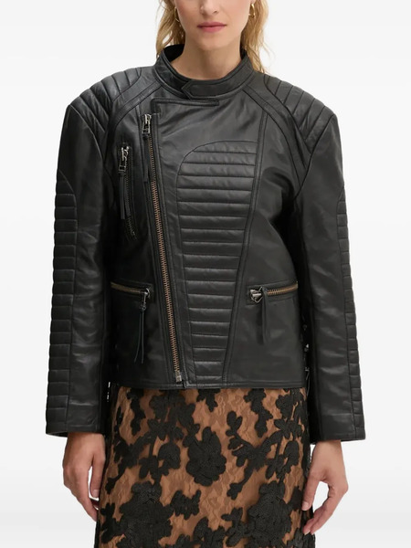  Munthe Quilted Panelled Leather Jacket - Black 