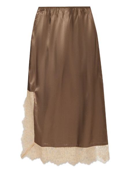  Munthe Ravn Lace-trim Midi Skirt - Brown 