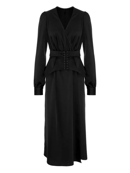  Murmur Fold Midi Dress - Black 