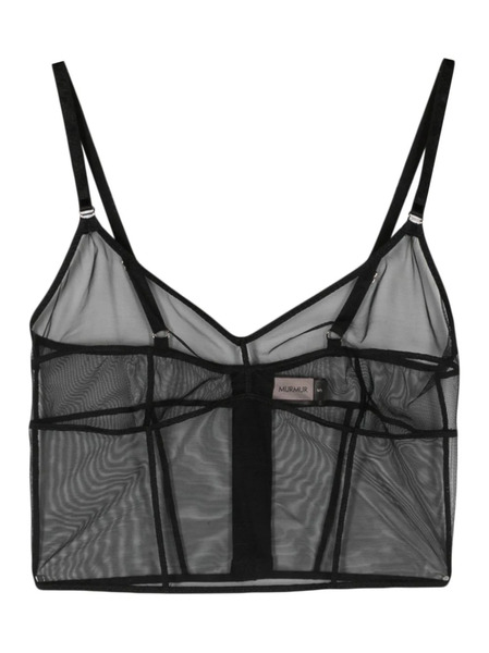  Murmur Haze Panelled Mesh Bra - Black 
