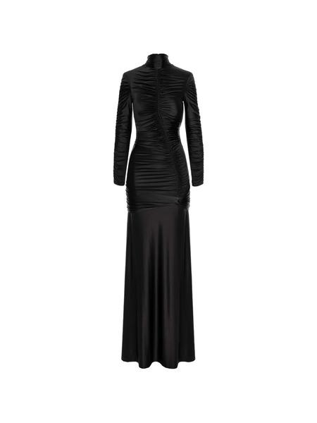  Murmur Long-sleeve Ruched Dress - Black 