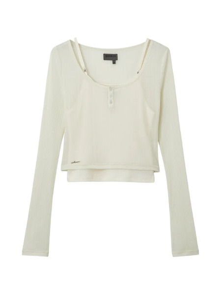  Musium Div. Button Ribbed Top - Neutrals 