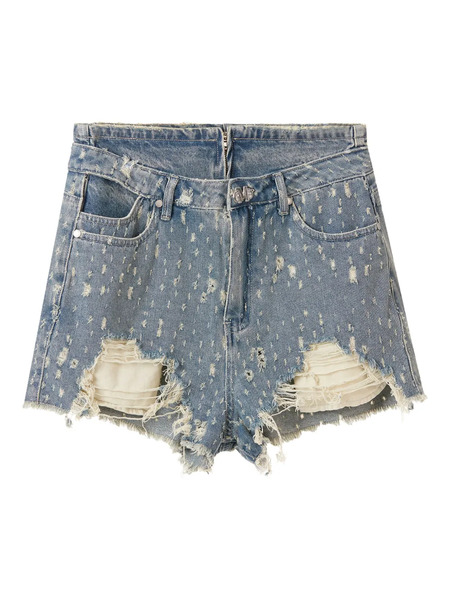  Musium Div. Distressed Denim Shorts - Blue 