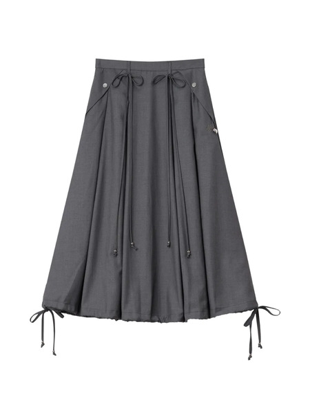  Musium Div. Drawstring Pleated Midi Skirt - Grey 