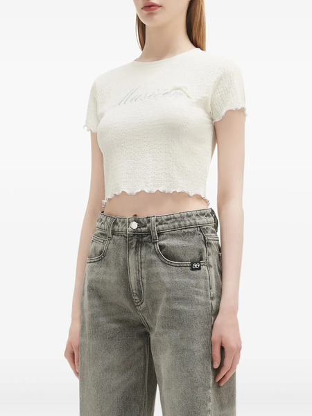  Musium Div. Logo-embroidered Crop Top - White 