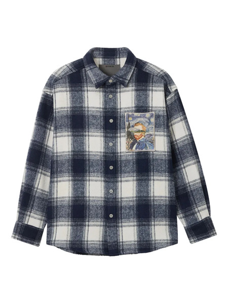  Musium Div. Plaid-pattern Patch Shirt - Blue 