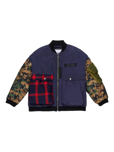  Myar Patchwork Bomber Jacket - Blue 