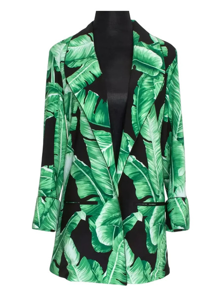  Mystique Jungle Lapel-collar Blazer - Green 