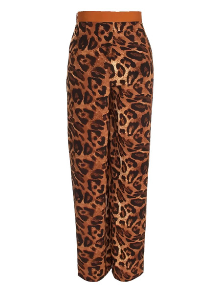  Mystique Leopard-print Slit Trousers - Brown 