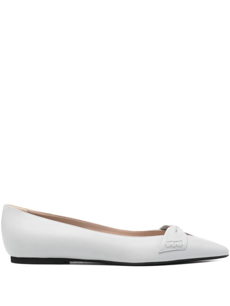  Nº21 Bow-detail Pointed-toe Ballet Flats - White 