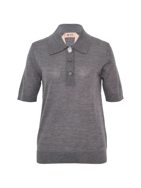  Nº21 Button Embellished Top - Grey 