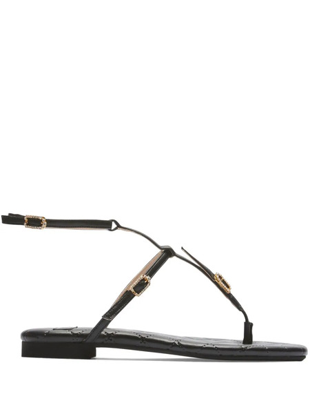 Nº21 Crystal-embellished Buckle Leather Sandals - Black 