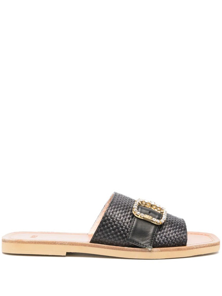  Nº21 Crystal-embellished Woven Slides - Black 