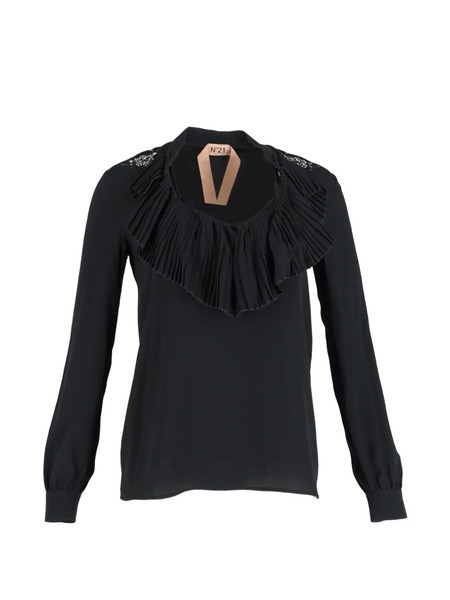  Nº21 Embellished Silk Blouse - Black 