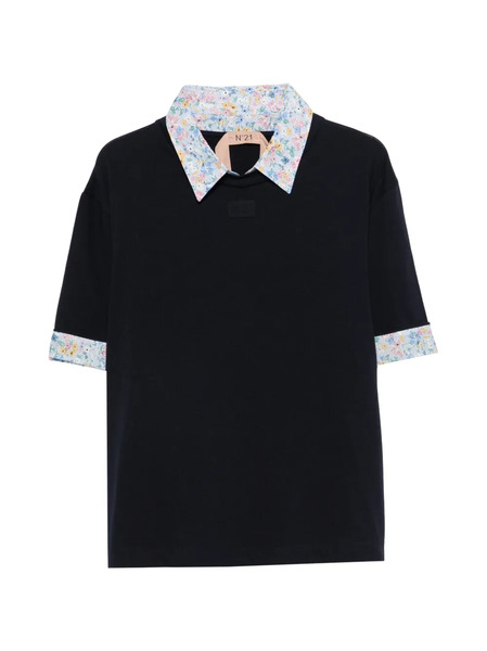  Nº21 Floral-collar T-shirt - Blue 