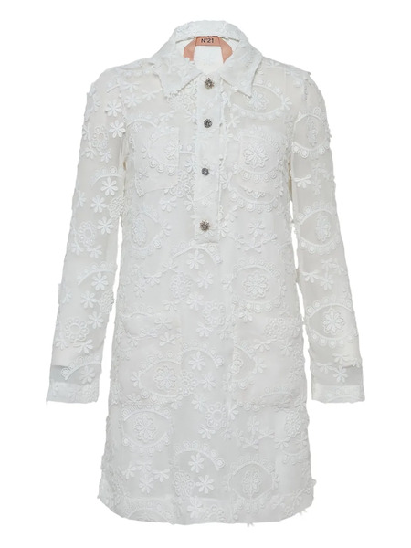  Nº21 Floral-embroidered Dress - White 