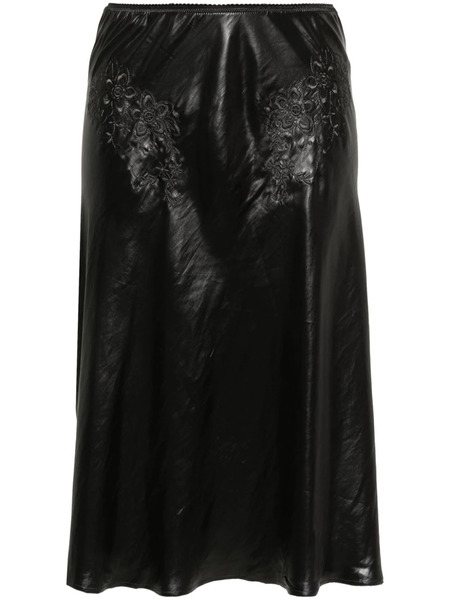  Nº21 Floral-embroidery Mid-rise Skirt - Black 