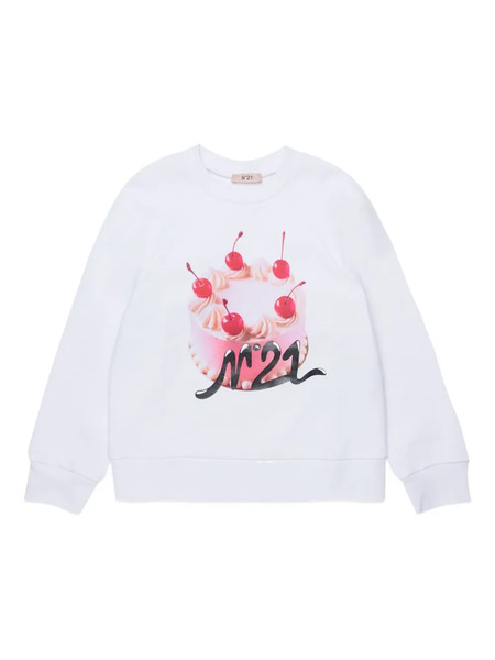  Nº21 Kids Cake-print Sweatshirt - White 