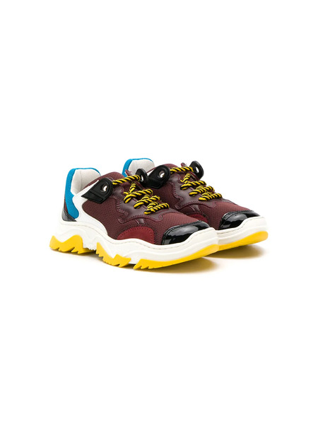  Nº21 Kids Colour Block Lace-up Sneakers - Red 